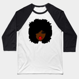 Afro Black BrownSkin  Red Lips Natural Hair Baseball T-Shirt